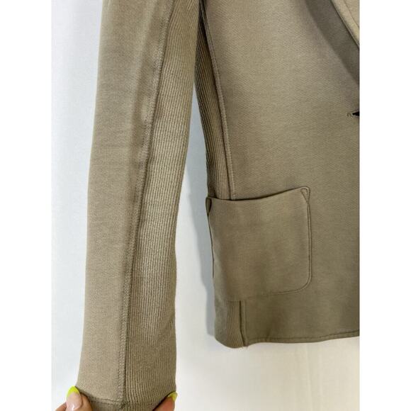 JAMES PERSE Women's Taupe Brown Sweatshirt Shawl Collar Blazer Sz 1 S Fall USA - Picture 5 of 11